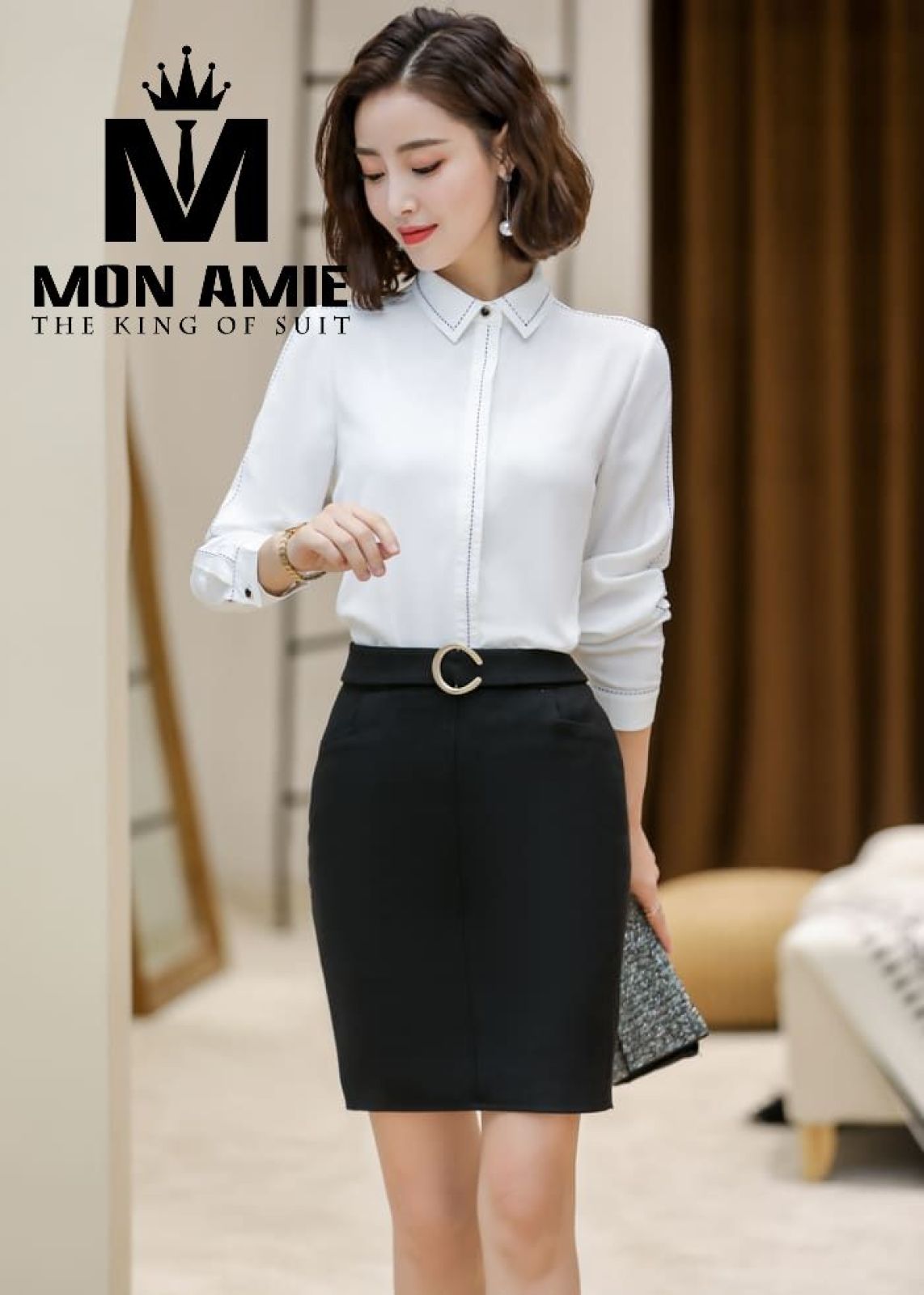 White Basic Black Trim Shirt 